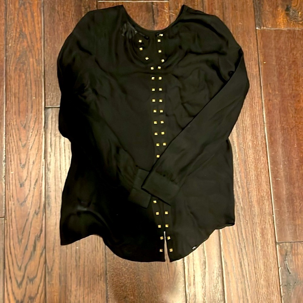 Parker black Long Sleeve top with gold square detail on back